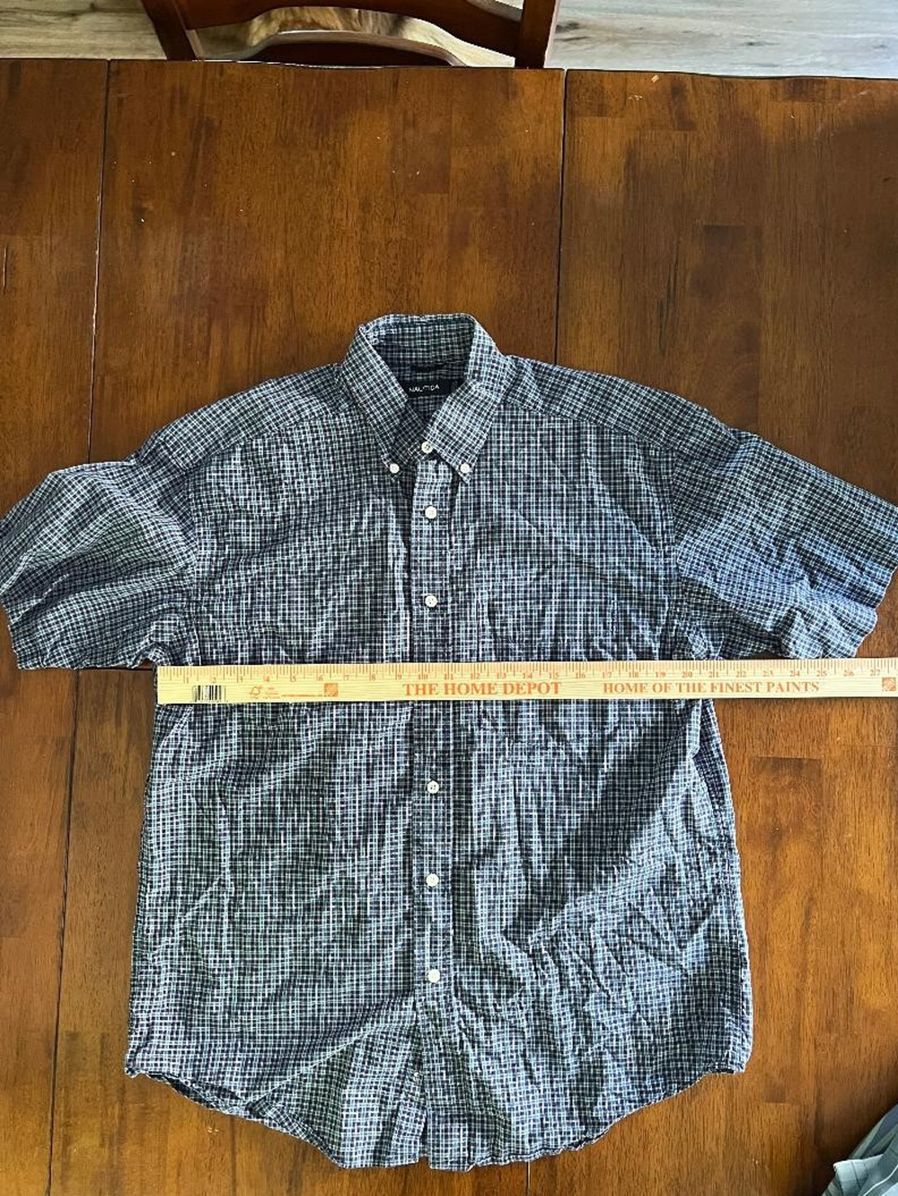 Mens Nautica Short Sleeve Button Up Blue Shirt, Size L